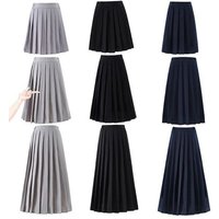 Japanese Preppy Style Women Elastic Waist Long Midi Skirt Ladies Fashion Party Skirt Female Pleated Girls School Uniform Skirt