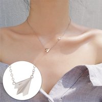 Childhood Paper Plane New Creative Fashion Jewelry 925 Sterling Silver Temperament Choker Hipster Pendant Necklaces XL211