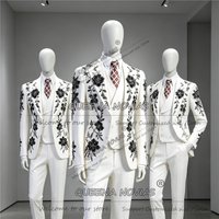 3 Piece Sets Suits Men Slim Fit Male Party Prom Blazer Customized Black Crystals Beading Ropa Hombre Groom Formal Party Tuxedos