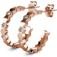 Luxury Hexagon Honeycomb Shape Fashion Women's Rose Gold Plated Earring Stackable with Swarovski Austrian Crystal Gifts