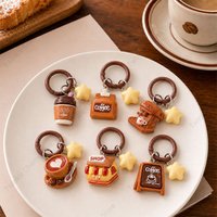 Cute Mini Coffee Cup Keychain Simulation Cartoon Coffee Shop Resin Keyring Women Bag Pendant Car Decortion Keychain Accessories