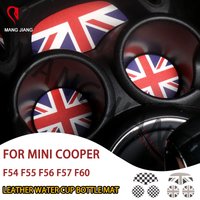 Leather Car Water Cup Holder Non-slip Pad Groove Mat For Mini Cooper F54 F55 F56 F57 F60 Coaster Bottle Car Interior Accessories