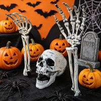 1-6PCS Halloween Skeleton Hand Bone Yard Insert Ghost Arm Prop Outdoor Haunted House Party Horror Scene Decoration