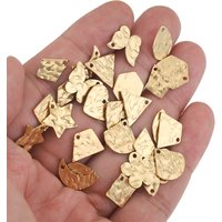 Étiquettes en acier inoxydable plaqué or, 20 pièces, cœur, lune, papillon, petites breloques, pièce de monnaie vierge pour bricolage, matériaux de fabrication de bracelets