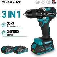 YOFIDRA 35+3 Drehmoment Bürstenloser Elektrischer Schlagbohrer 13MM Elektrischer Schraubendreher-Set Kabellose DIY-Werkzeuge für Makita 18V Akku