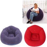 1Pc Inflatable Lounge Chair Sofa Flocking PVC Portable Folding Blow Up Sofa for Living Room Bedroom Balcony Office Travel