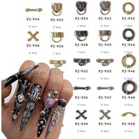 50Pcs 3D Nail Art Punk Silver Cross Shape Gothic Design Luxury Rhinestone for Acrylic Gel Nails Manicure Decoration Tool