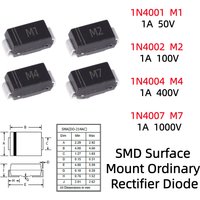50/100/500Pcs SMA 1N4001/M1/1A50V 1N4002/M2/1A100V 1N4004/M4/1A400V 1N4007/M7/1A1000V SMD Surface Mount Ordinary Rectifier Diode
