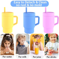 Silicone Learning Drinking Cup Training Artifact Bite Resistant and Fall-proof Portable Water Cup Removable Cup Cover
