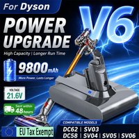 Batterie de remplacement 21,6V 6,8Ah/9,8Ah/12,8Ah pour aspirateur Dyson V6 DC58 DC59 DC62 SV03 SV04 SV09 Animal Motorhead Absolute Fluffy, entrepôt en Pologne