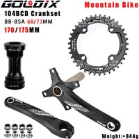GOLDIX Fahrradkurbel Kettenblatt 104BCD MTB Fahrradkurbel Aluminiumlegierung mit Boden 170 mm Kurbel Schwarz 32T 34T 36T 38T Platte