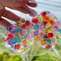 Color Ice Cube Bead Filled Squeeze Squishy Ball Soft Stress Relief Hand Trainer Desktop Decor Office Relax Gift Supplies