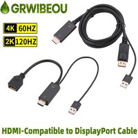 4K@60Hz 2K@120Hz HDMI-Compatible to DisplayPort Cable HDMI-Compatible Source To DP Display Monitor Cable for PC Laptop PS5 Xbox
