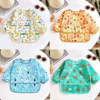 Baby Soft Bibs Cute Colorful Cartoon Waterproof Bib Infant Eating Children Drawing Long Sleeve Apron Self Feeding Baby 0-2 Years