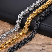 Chunky Byzantine Bracelets for Men Boys,8mm Stainless Steel Braided Link Wristband,Vintage Jewelry Gift for Him