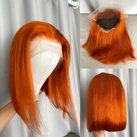 Ginger Orange Bob Wig Human Hair 13x4Straight Lace Front Wigs Human Hair Pre Plucked 350# Colored Bob Wig For Black Woman 12Inch