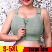 Large Size Sports Bra Women Gym Yoga Crop Top Fitness Shockproof Vest Push Up Zipper Underwear for Big Lady S-5XL