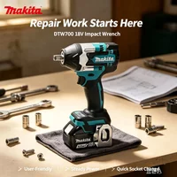 Makita 18V DTW700 Akku-Schlagbohrschrauber, bürstenloser, 1000 Nm, leistungsstarker elektrischer Drehmomentschlüssel mit variabler Geschwindigkeitsregelung und automatischer Abschaltfunktion für
