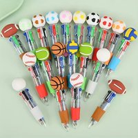5/10/15pcs Ball-Themed Four-Color Ballpoint Pens Set - Soccer Basketball Rugby Design Change Colors Easily Gift for Christmas Id