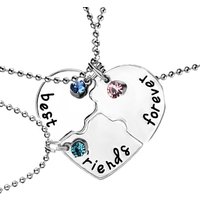 3pcs/Set Heart Pendant Friendship Chain Necklace with Forever Letter Women Burger Fries Shape Creative Design Forever Necklace
