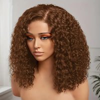 #4 Deep Curly Short Bob Wigs Human Hair Colored 13×4 Lace Front Human Hair Wig Chocolate Brown 250% Density Kinky Curly Bob Wigs