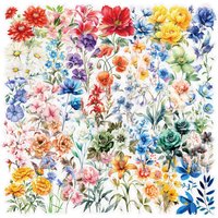 50Pcs Transparent Flower Series Graffiti Stickers DIY Scrapbooking Phone Luggage Skateboard Phone Waterproof Decals