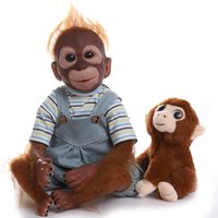 Realistic Reborn Monkey Dolls 20 inch 50cm Soft Vinyl Silicone Weighted Cloth Body Handmade Reborn Monkey Boy For Kids Xmas Gi