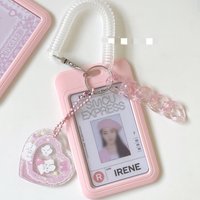 INS Pink Blue Kpop Photocard Holder Credit ID Bank Card Photo Display Holder Idol Postcard Card Protective Case with Pendant