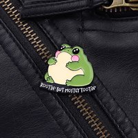 Kawaii Cartoon Frog Badge Brooch Pins Cute Plump Animal Sitting Frog Enamel Lapel Pins Accessory On Backpack Clothing Ornament G