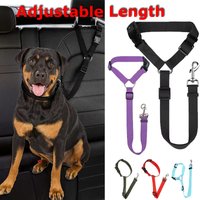 1PC Dog Seat Belt, Double Dog Seatbelt Adjustable Vehicle Safety Leash with Elastic Bungee Buffer, Reflective No Tangle Y Shape