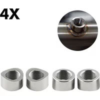 4pcs Oxygen Sensor Nut Weld Bung Plug M18x1.5 O2 Sensor Adapter Curve Notched Nut Bung Stainless Steel Universal Auto Parts