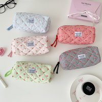1pc Fashion Cartoon Cherry Blossom Pencil Case Student School Stationery Large Capacity Desktop Storage Pen Bag Girl makeup bag
