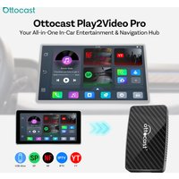 Ottocast Play2Video Pro 2026 Wireless Android Auto & CarPlay AI Box In-Car Video Streaming YouTube Netflix IPTV USB Plug & Play