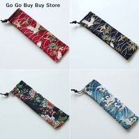 Japan Style Cutlery Bag Reusable Travel Drawstring Pouch for Kitchen Tableware Fork, Spoon, Bamboo Chopsticks, Cleaning Brush