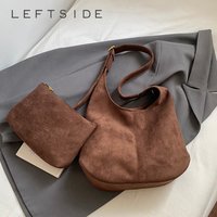 LEFTSIDE Women's High Capacity Pu Leather Shoulder Bag 2025 Winter New Fashion Retro Hobo Bag Luxury Brand Designer Handbags