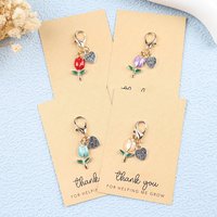 4pcs Tulip Heart Charm Keychain Set with "Thank You for Helping Me Grow" Cards, Colorful Enamel Design, Gift for Teacher Coach M