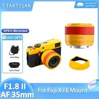 TTArtisan 35mm F1.8 II Auto Focus APS-C Large Aperture Orange Limited Edition Lens for Sony E Fujifilm XF XA10 XE3 XE4 XT30 X100