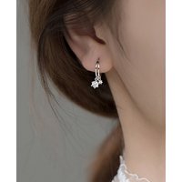 100% 925 Sterling Silver Glossy Shiny Shaped Ear Buckle Nimble Zircon Pendant Earrings For Women Fashion Trendy Wedding Jewelry
