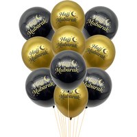 1Bag Black Gold Hajj Mubarak Latex Balloons for Ramadan Kareem Muslim Festival Hajj Umrah Eid Al Adha Party Decoration Supplies