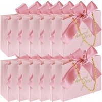 12pcs Thank You Bronzing Gift Bag with Handles Resuable Paper Gift Storage Packaging Bag Birthday Wedding Party Favor Supplies