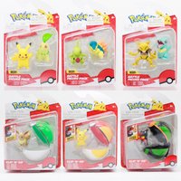 Pokemon Battle Figures Pack Litten Level Ball Eevee Friend Ball Model Totodile Alakazam Pikachu Larvitar Cyndaquil Sets Toy Gift