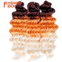 FASHION IDOL 24inch 300g/3pcs Deep Wavy Passion Twist Crochet Hair Synthetic Ombre Rainbow Water Wave Braiding Hair Extensions