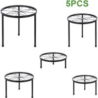 qw5pcs Heavy-Duty Black Iron Plant Stands Suitable for Pots, Round Indoor/Outdoor Metal Plant Holders with Base, Multi-Pot Display Racks for Home Garden Decoration, Balcony Display, Sturdy Plant Shelf