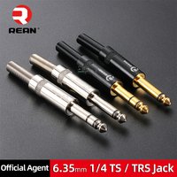 Neutrik's REAN jack 6.35mm TRS Stereo 3 Pole Gold Plated 1/4'' TS Mono 2 Pole Plug 6.5 Straight Plug for Guitar Bass Microphone