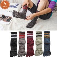 1/5 Pairs Man Toe Sport Socks Short Cotton Striped Colorful Sweat-Absorbing Compression Fitness Bike Run 5 Finger Happy Socks
