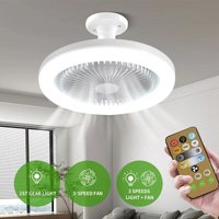 E27 Ceiling Fan with Lights Mini 10 Inch Fan Light, Ceiling Light with Fan 3 Speeds 3 Light Color Dimming and Timing for Bedroom