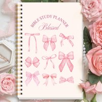 Bible Study Planner A5 Pink Bow Spiral Notebook Christian Devotional Journal Soap Method Prayer Scripture Notes Gift for Women