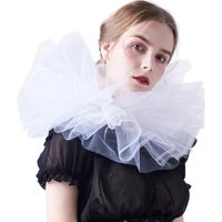 Girls Elizabethan Ruffled Fake Collar Yarn Vintage Clown Neck Ruffle