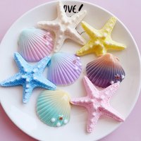 8Pcs Mermaid Sea Shells Star Cake Toppers Mermaid Under the sea Birthday Cake Decorations Baby Shower Wedding Cupcake Toppers