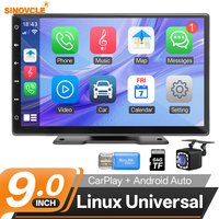 SINOVCLE Portable Car radio Car Multimedia Player 9inch Ips Touch Display Screen Wireless Carplay Android Auto Support Camera